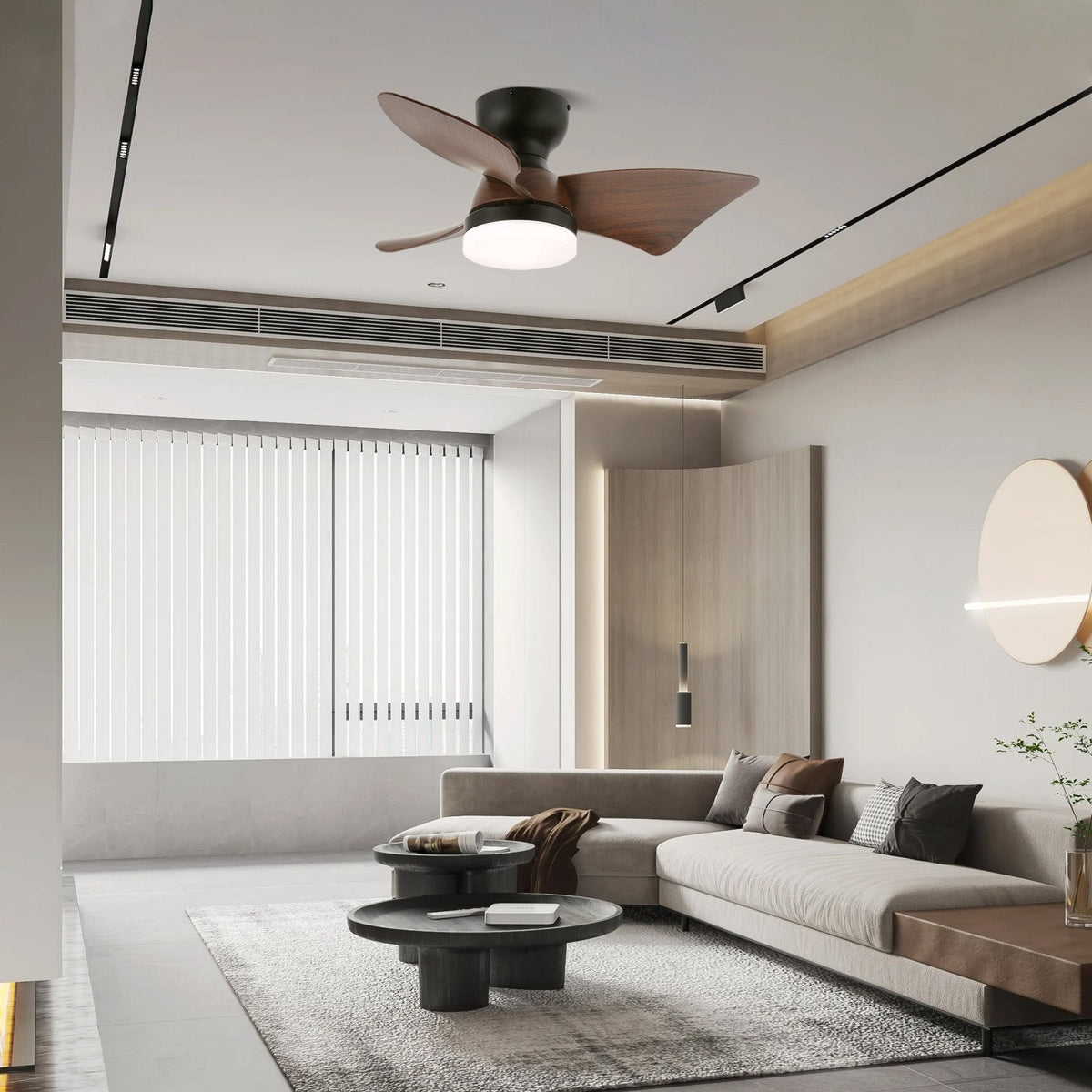 Ventilador de techo con luz Lirena en un dormitorio sereno – imagen 4
