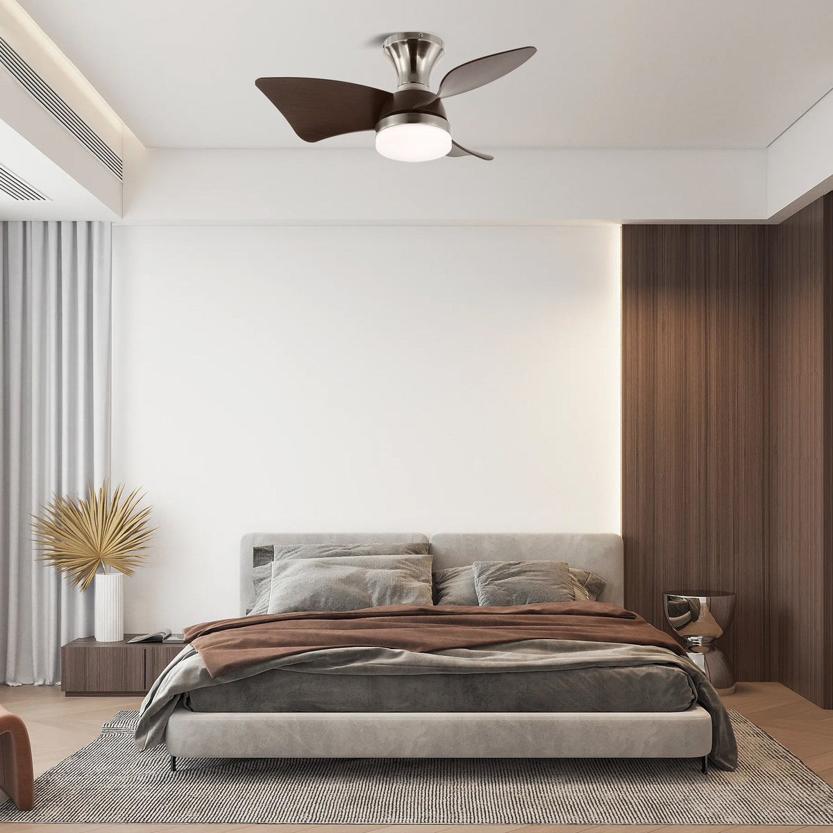 Ventilador de techo con luz Lirena en un dormitorio sereno – imagen 9