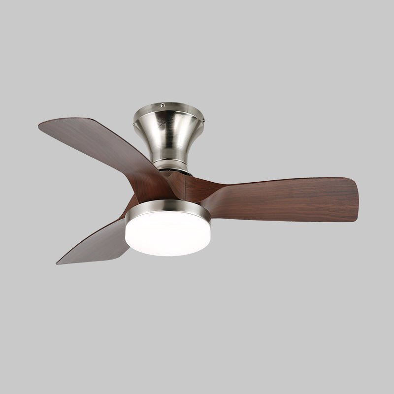 Ventilador de techo con luz Lirena – nogal y níquel, aspas rectas