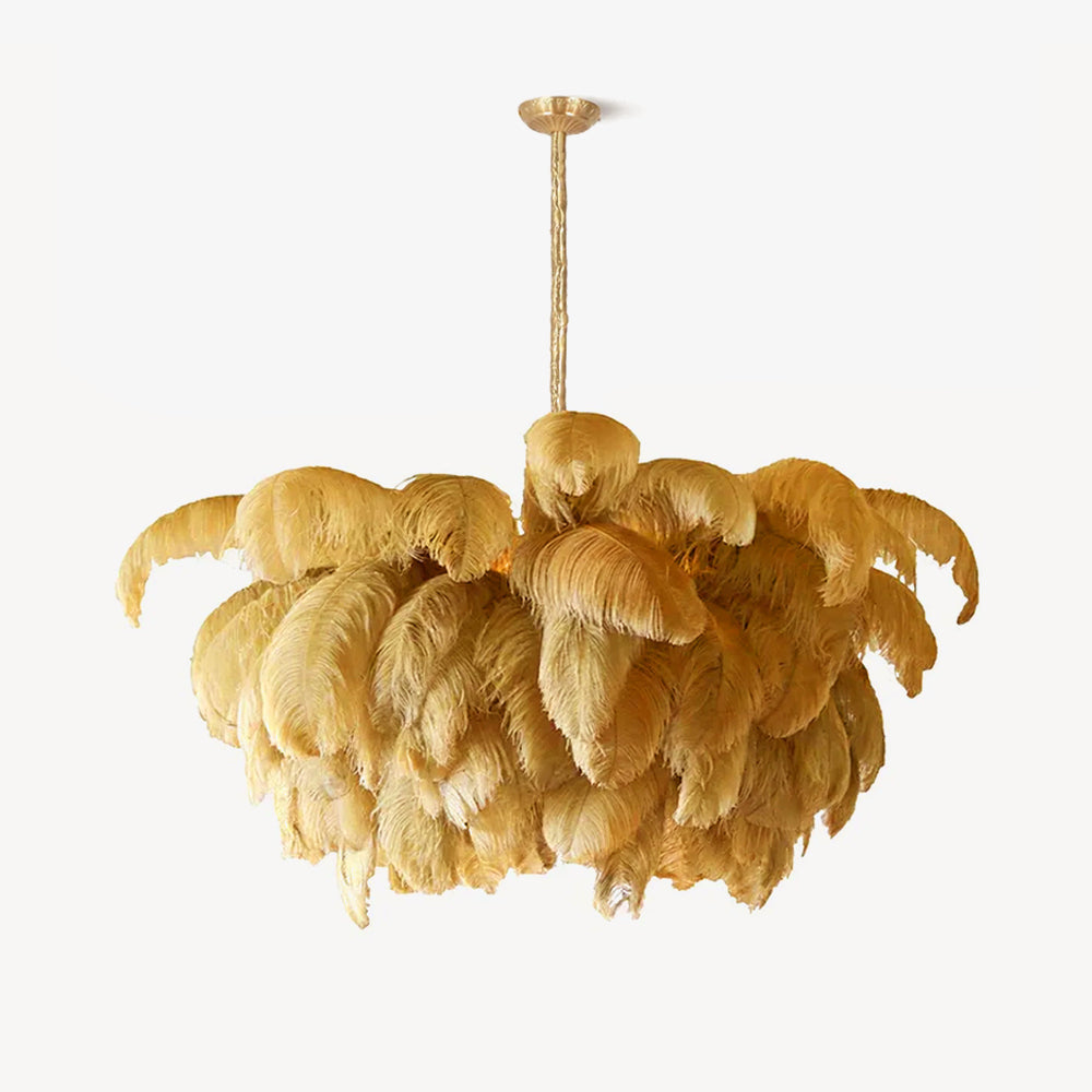 Chandeliers de Plumas de Avestruz Extra Grande con Base de Latón – Iluminación de Lujo 1