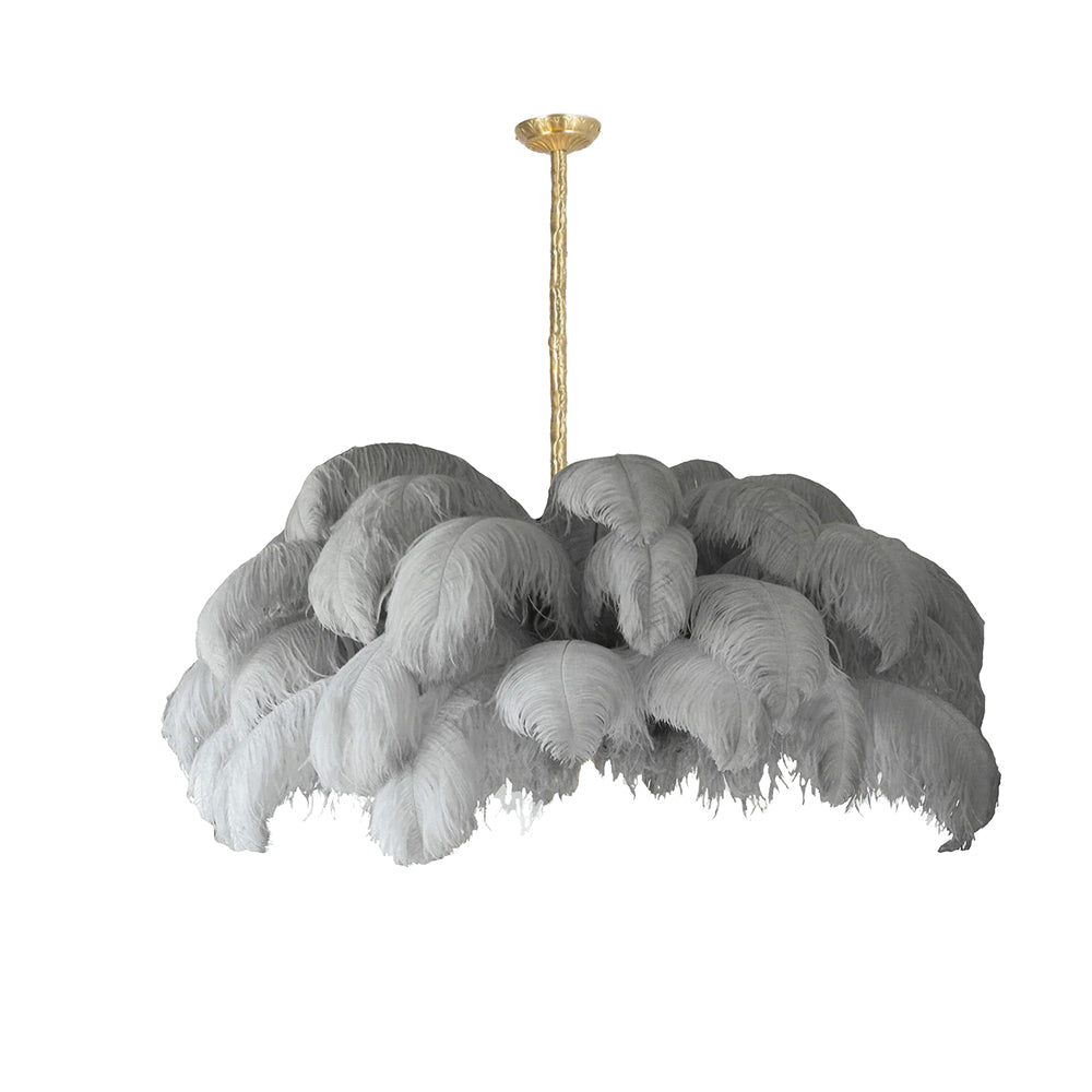 Chandeliers de Plumas de Avestruz Extra Grande con Base de Latón – Iluminación de Lujo 15