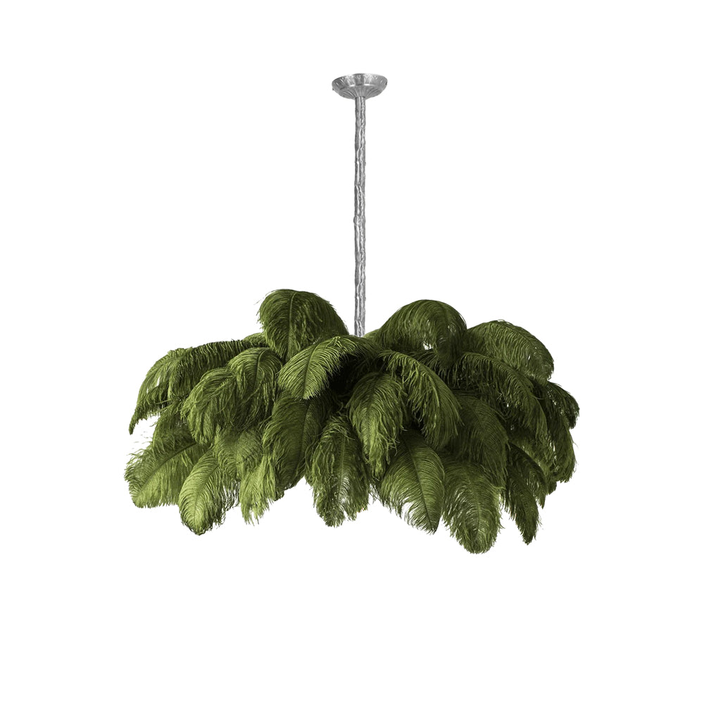 Chandeliers de Plumas de Avestruz Extra Grande con Base de Latón – Iluminación de Lujo 20