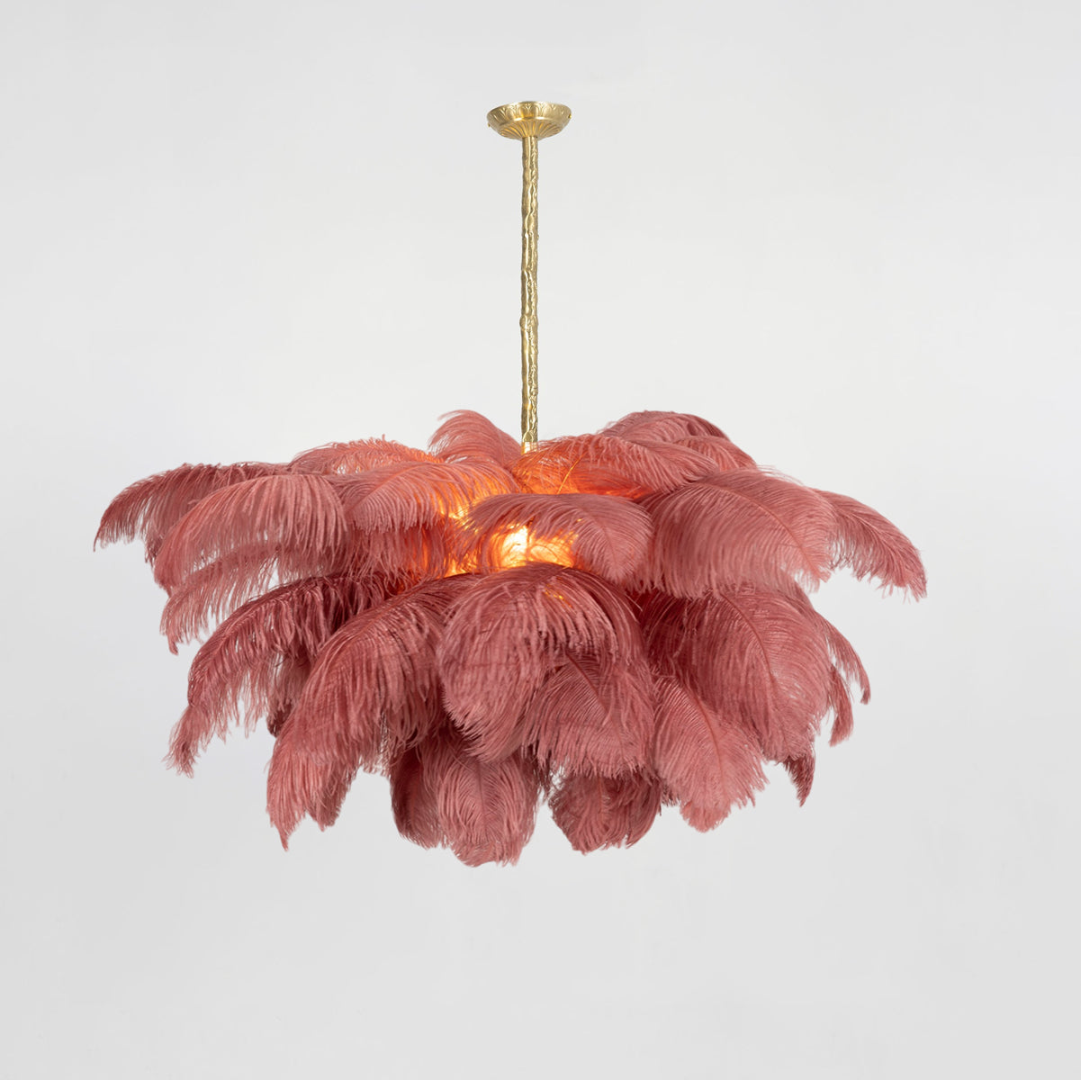 Chandeliers de Plumas de Avestruz Extra Grande con Base de Latón – Iluminación de Lujo 21