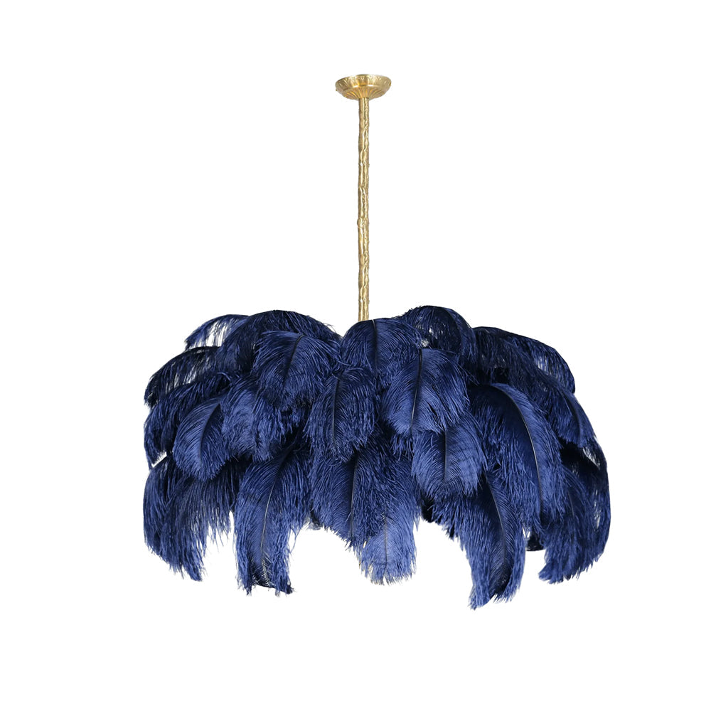 Chandeliers de Plumas de Avestruz Extra Grande con Base de Latón – Iluminación de Lujo 25