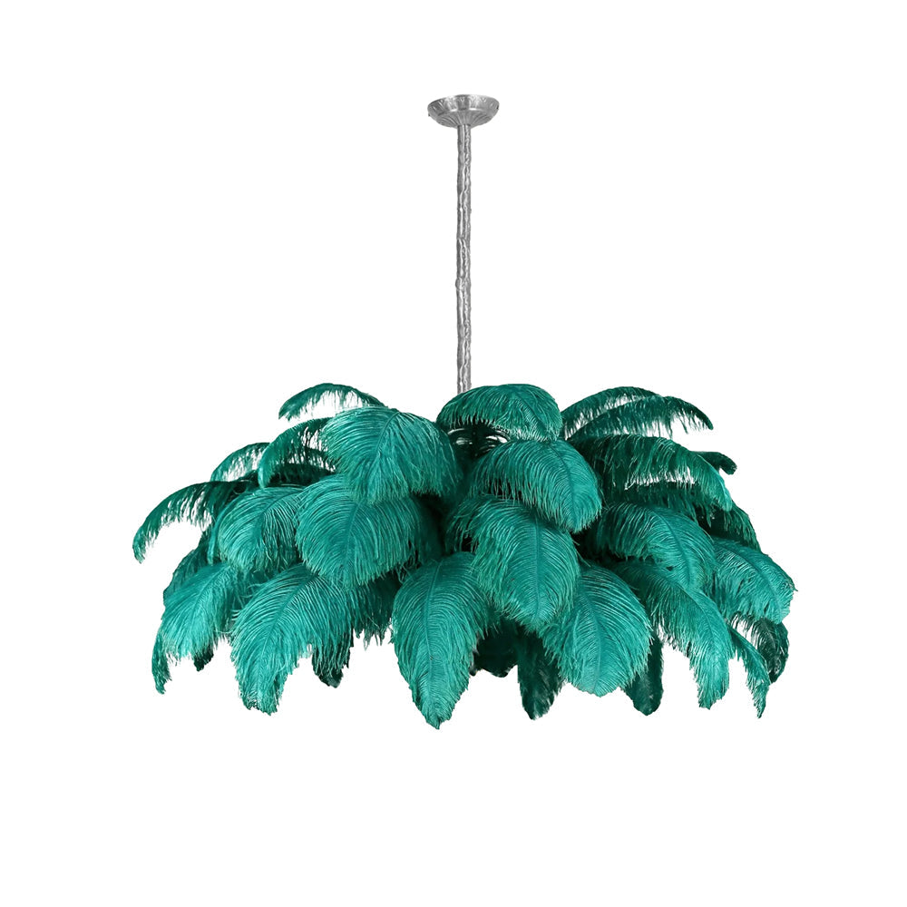 Chandeliers de Plumas de Avestruz Extra Grande con Base de Latón – Iluminación de Lujo 27