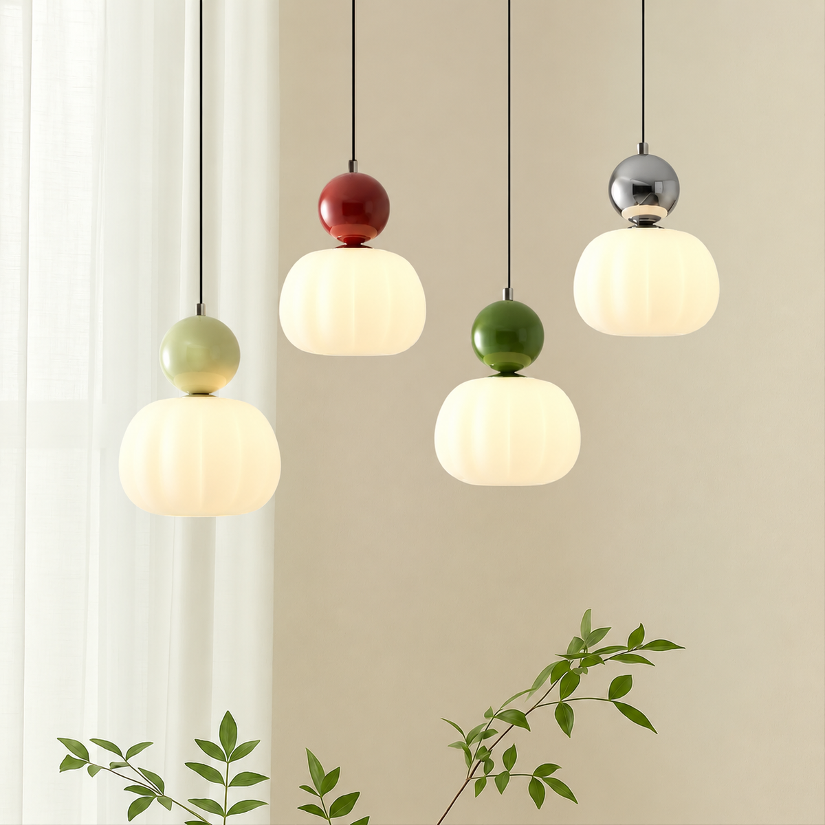 Lámpara colgante art déco Decoria sobre una mesa de comedor – imagen 8