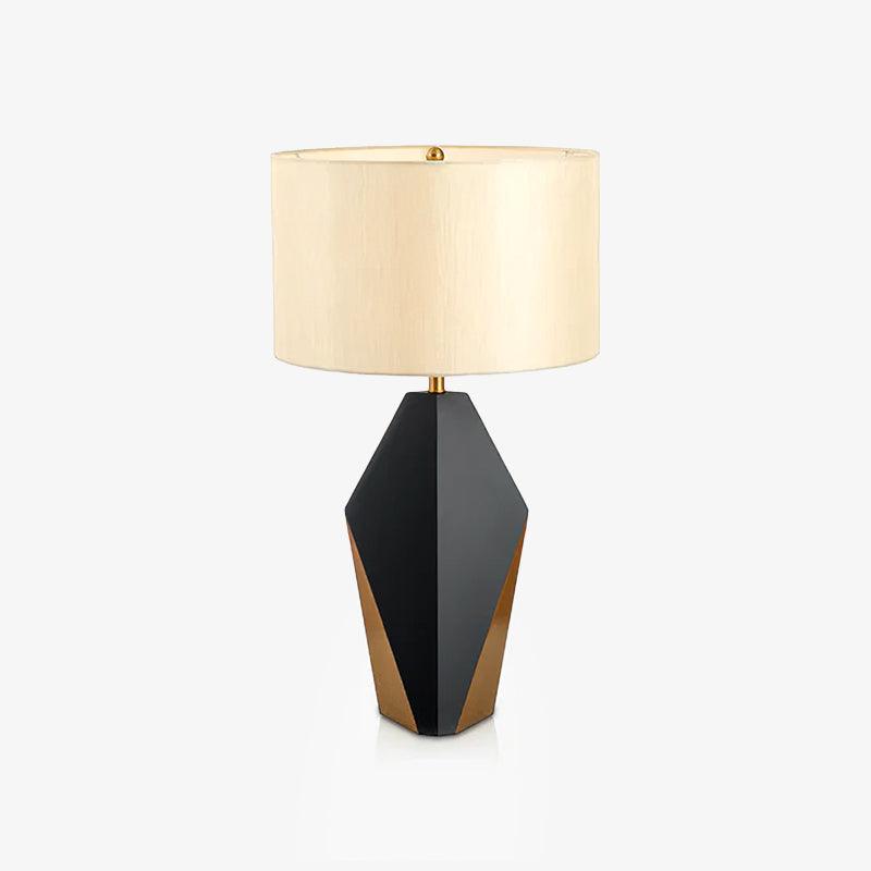 Kanto - Lámpara de Mesa Moderna con Base Geométrica Negra y Dorada