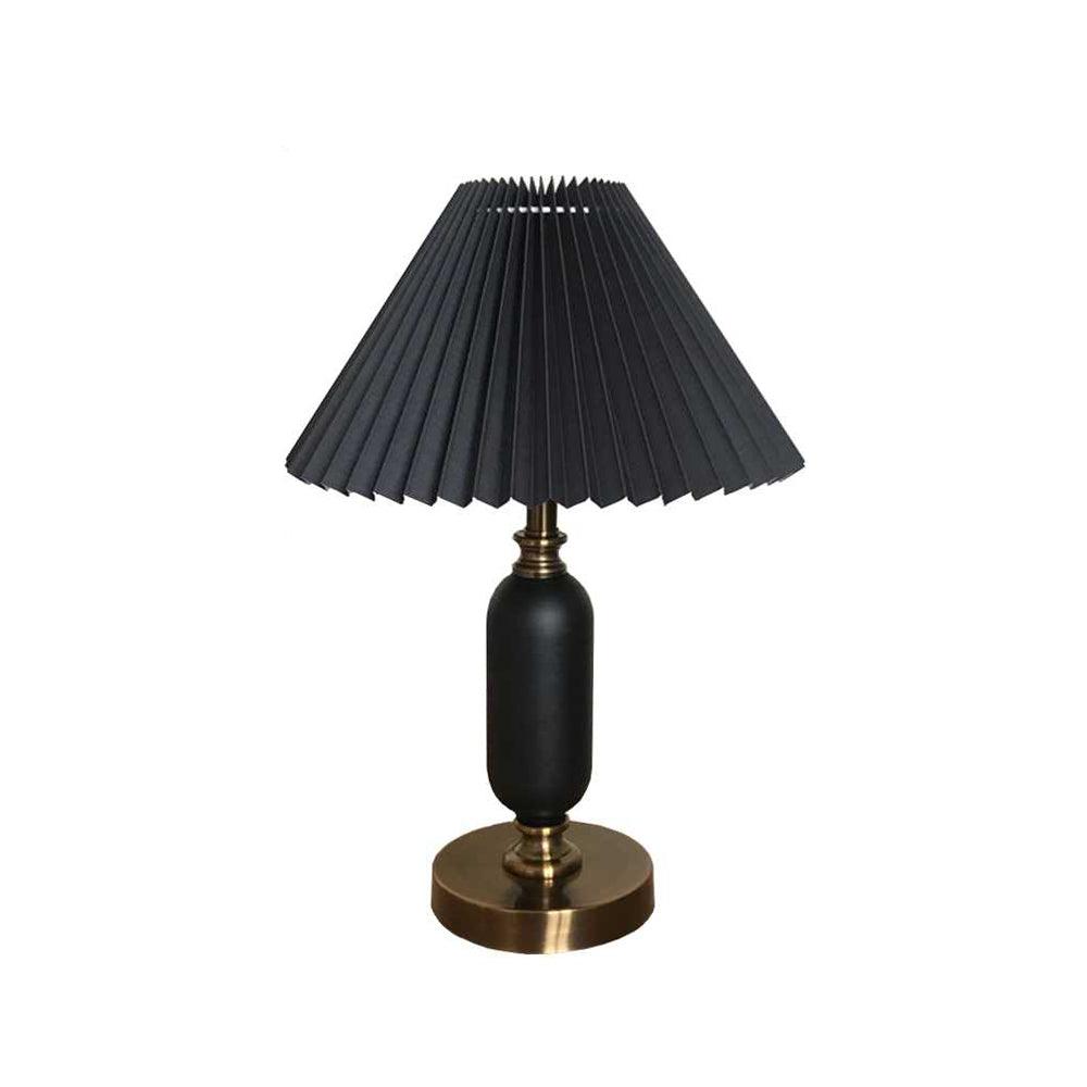 Lámpara de mesa vintage Rufela – pantalla negra y pie negro