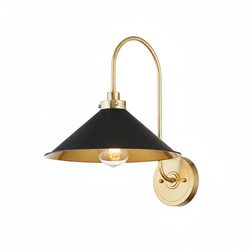 Aplique de pared con brazo de cuello de cisne Garzela – latón y negro