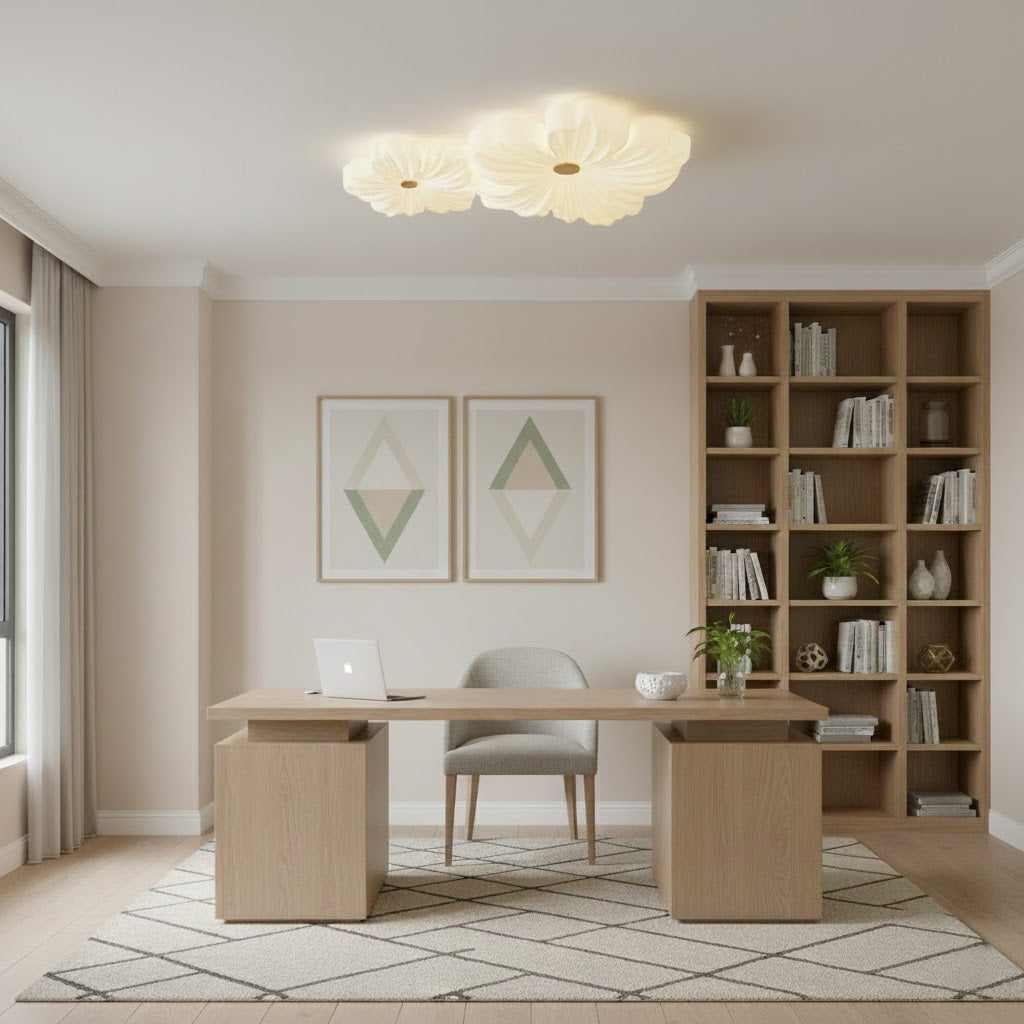 Lámpara de techo LED en forma de flor Petalina en un dormitorio luminoso – imagen 8