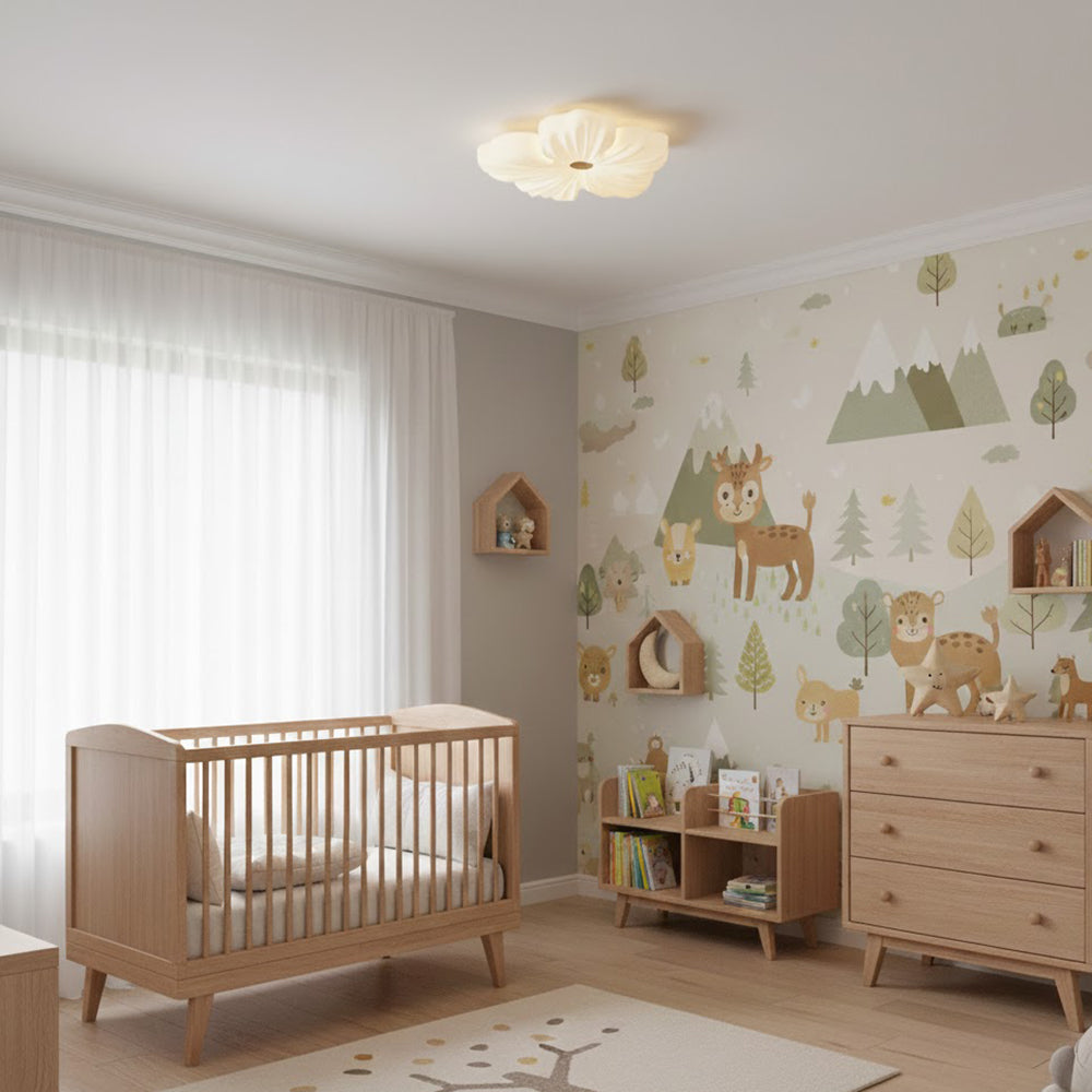 Lámpara de techo LED en forma de flor Petalina en un dormitorio luminoso – imagen 6