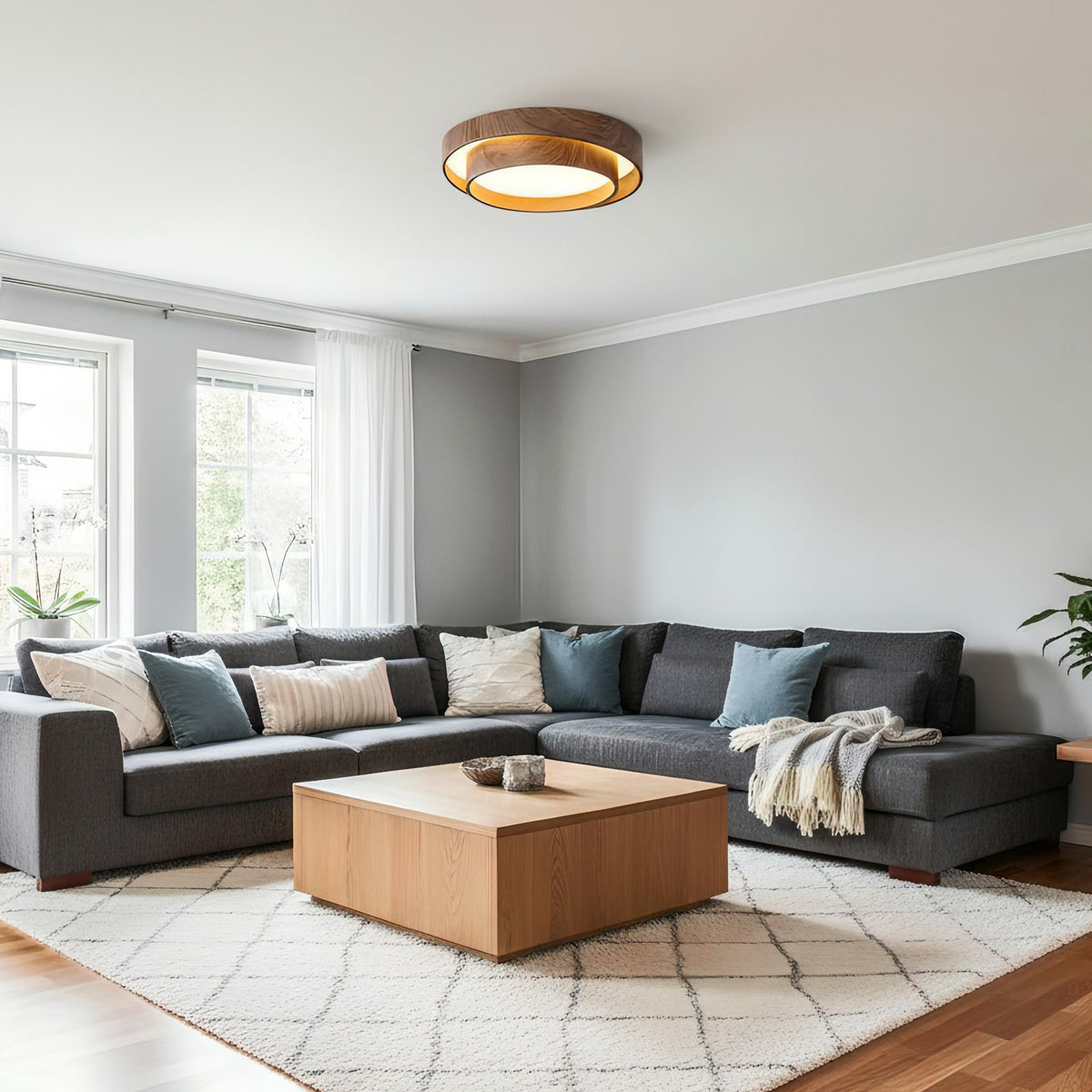 Plafón LED de techo Gandela en un salón contemporáneo – imagen 7