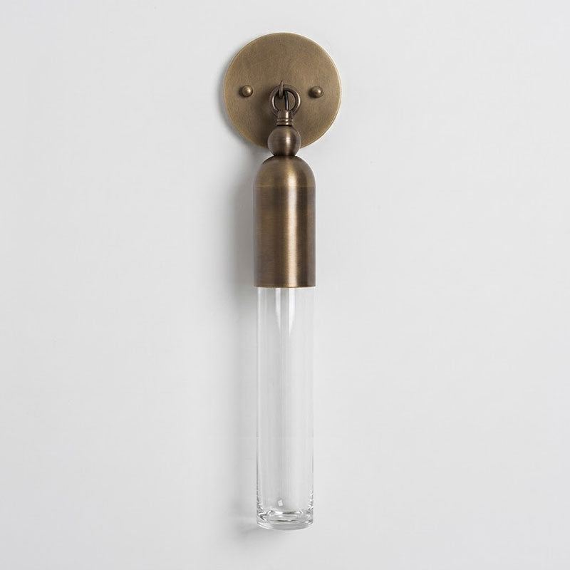 Aplique de pared de latón Pavesa – bronce envejecido con cristal transparente