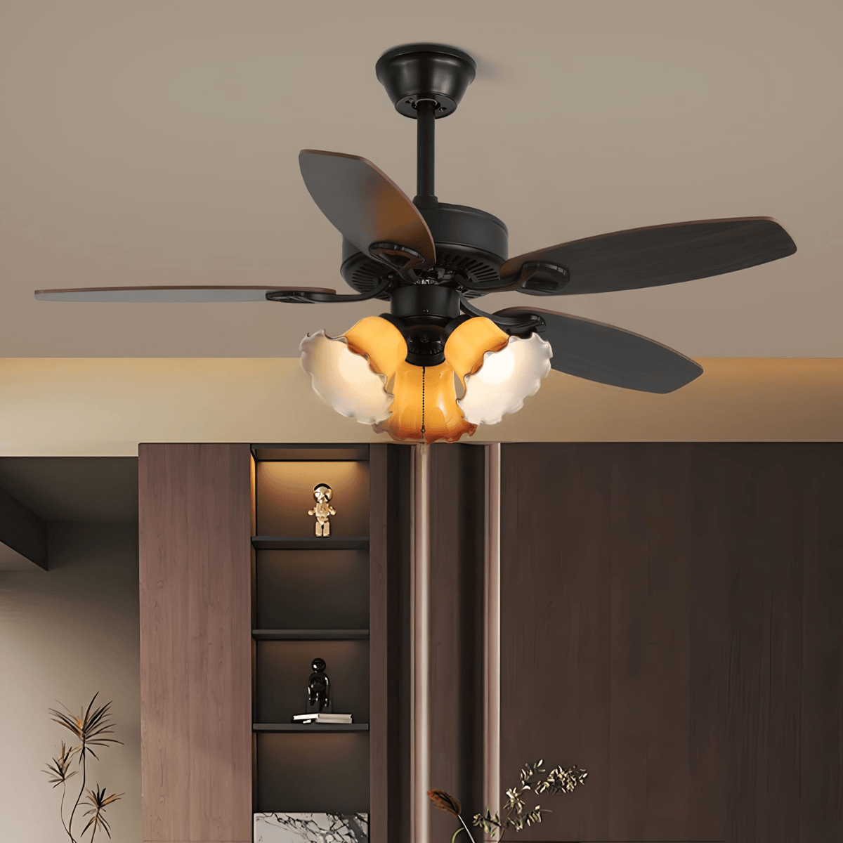 Ventilador de techo con luz Malvira en un salón con encanto – imagen 2