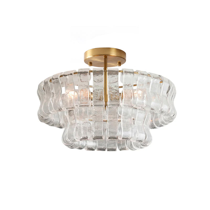 Lámpara araña de cristal Nivalia – transparente y dorado, Ø 45 cm · 6 luces