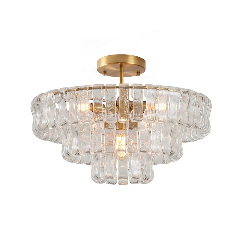 Lámpara araña de cristal Nivalia – transparente y dorado, Ø 60 cm · 9 luces
