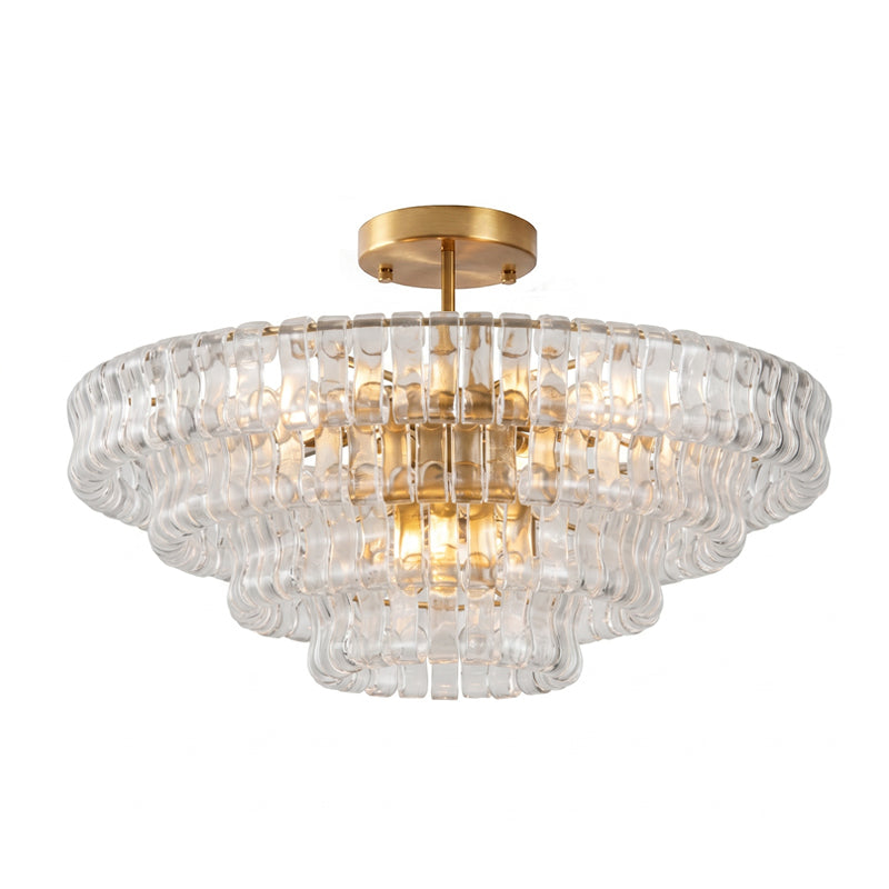 Lámpara araña de cristal Nivalia – transparente y dorado, Ø 90 cm · 18 luces
