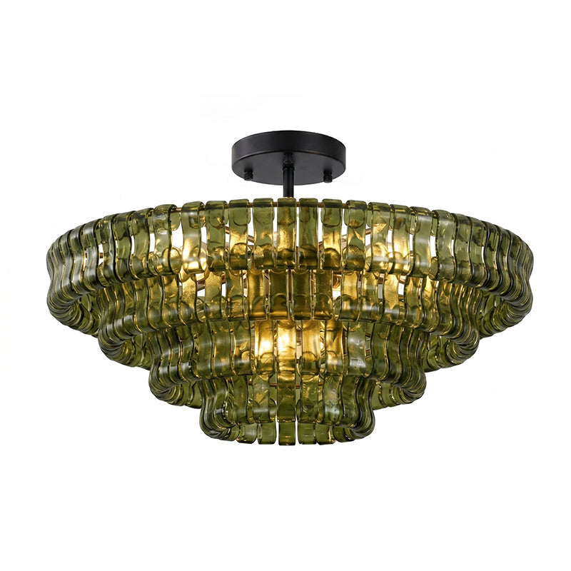 Lámpara araña de cristal Nivalia – verde y negro, Ø 90 cm · 18 luces
