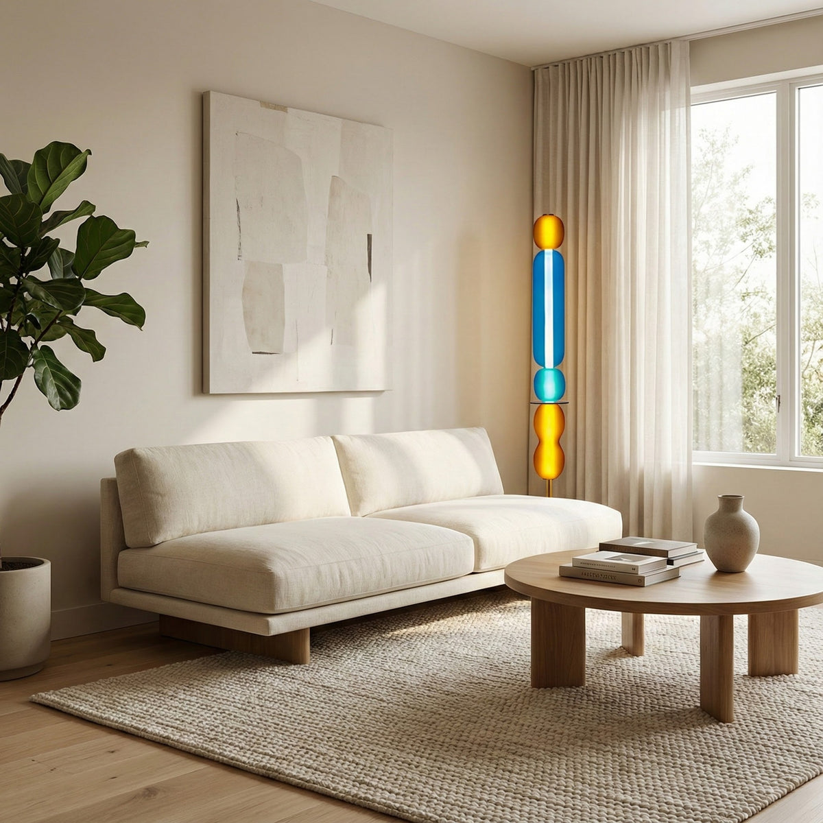 Lámpara de pie de cristal de colores Soplada en un salón luminoso – imagen 8