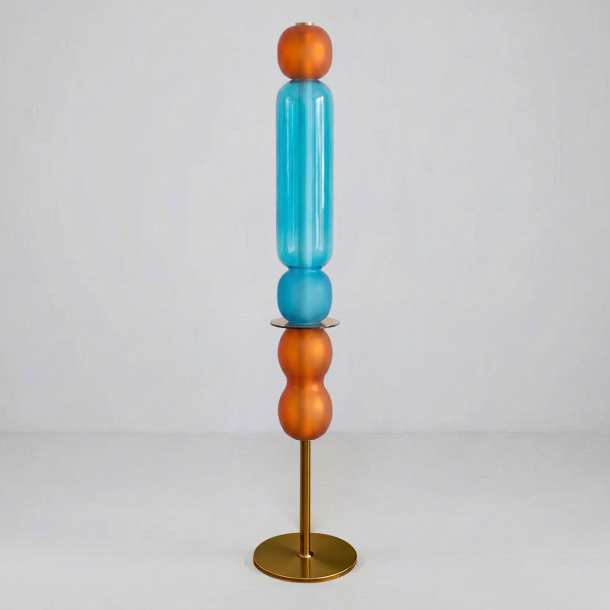 Lámpara de pie de cristal de colores Soplada – azul y naranja 120 cm