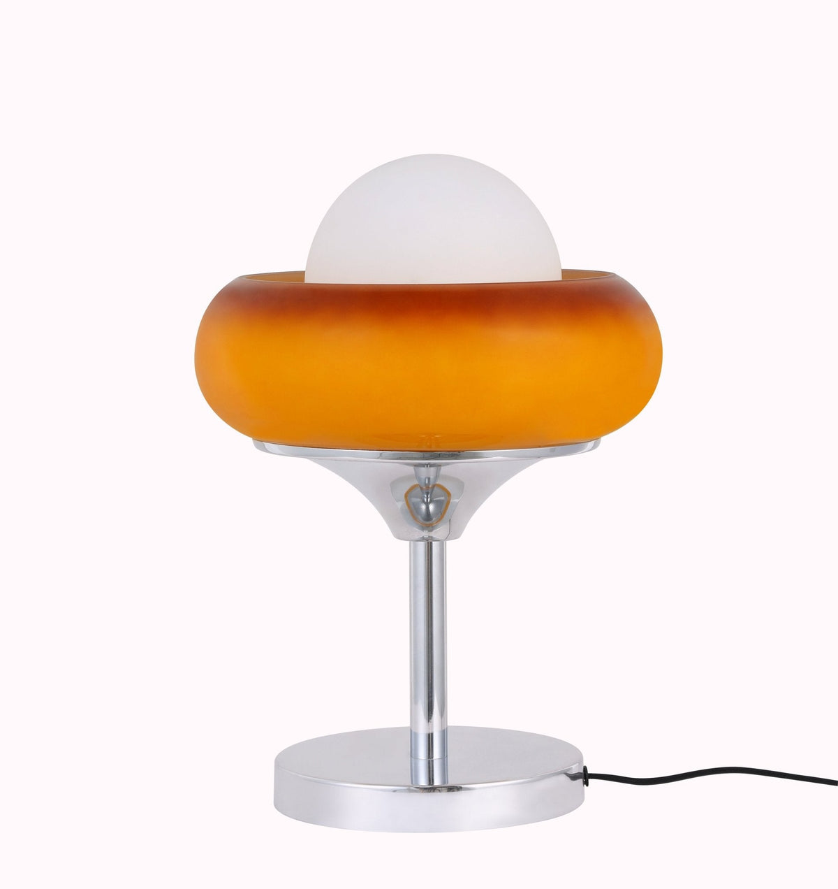 Dorelia - Lámpara de Mesa Retro de Cristal Naranja con Globo Blanco