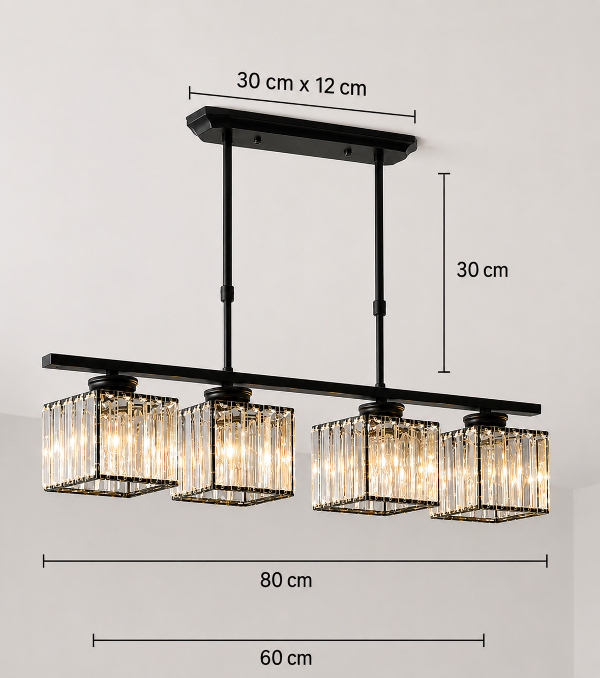 Elsa - Lámpara Colgante Cocina Estilo Art Deco de Vidrio y Hierro - Altura Ajustable para Isla de Cocina - Elegante y Funcional