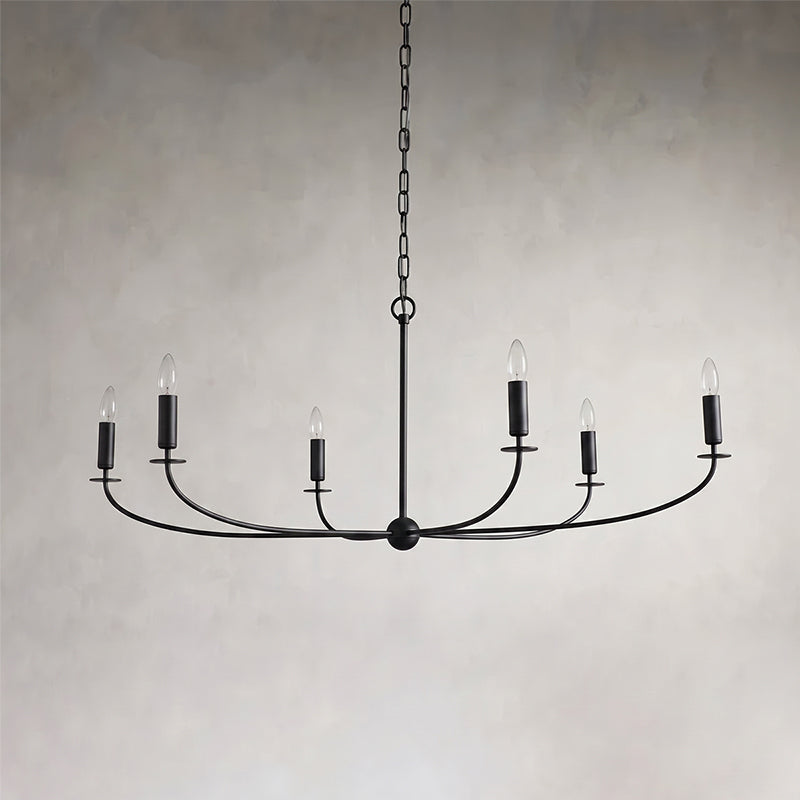 Lámpara araña de velas Ciria – negro, 6 luces · Ø 122 cm