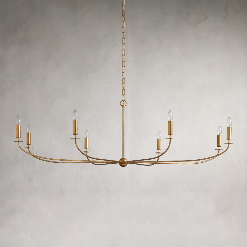 Lámpara araña de velas Ciria – latón envejecido, 8 luces · Ø 156 cm