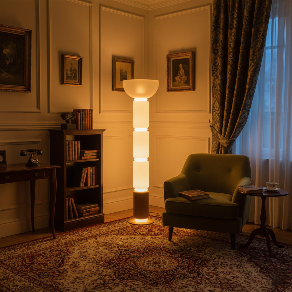 Lámpara de pie columna de cristal Vitrona en un salón clásico – imagen 8