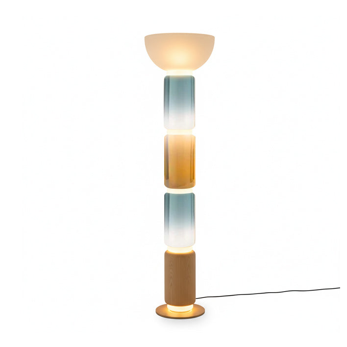 Lámpara de pie columna de cristal Vitrona – cristal azul y ámbar 150 cm