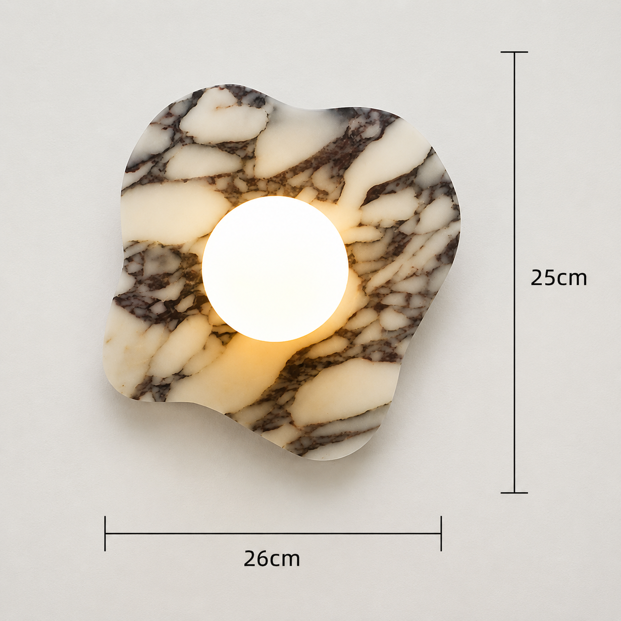 Fiora - Lámpara de Pared Minimalista de Piedra Natural – Diseño Asimétrico con Luz LED