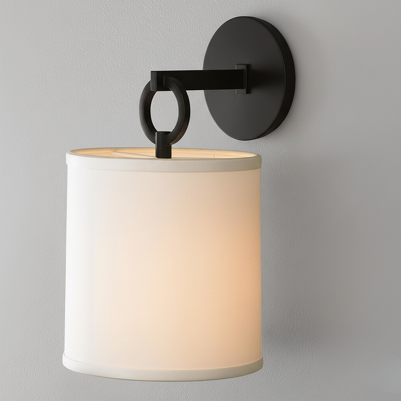 Aplique de pared con aro Circela junto a un cabecero – imagen 2