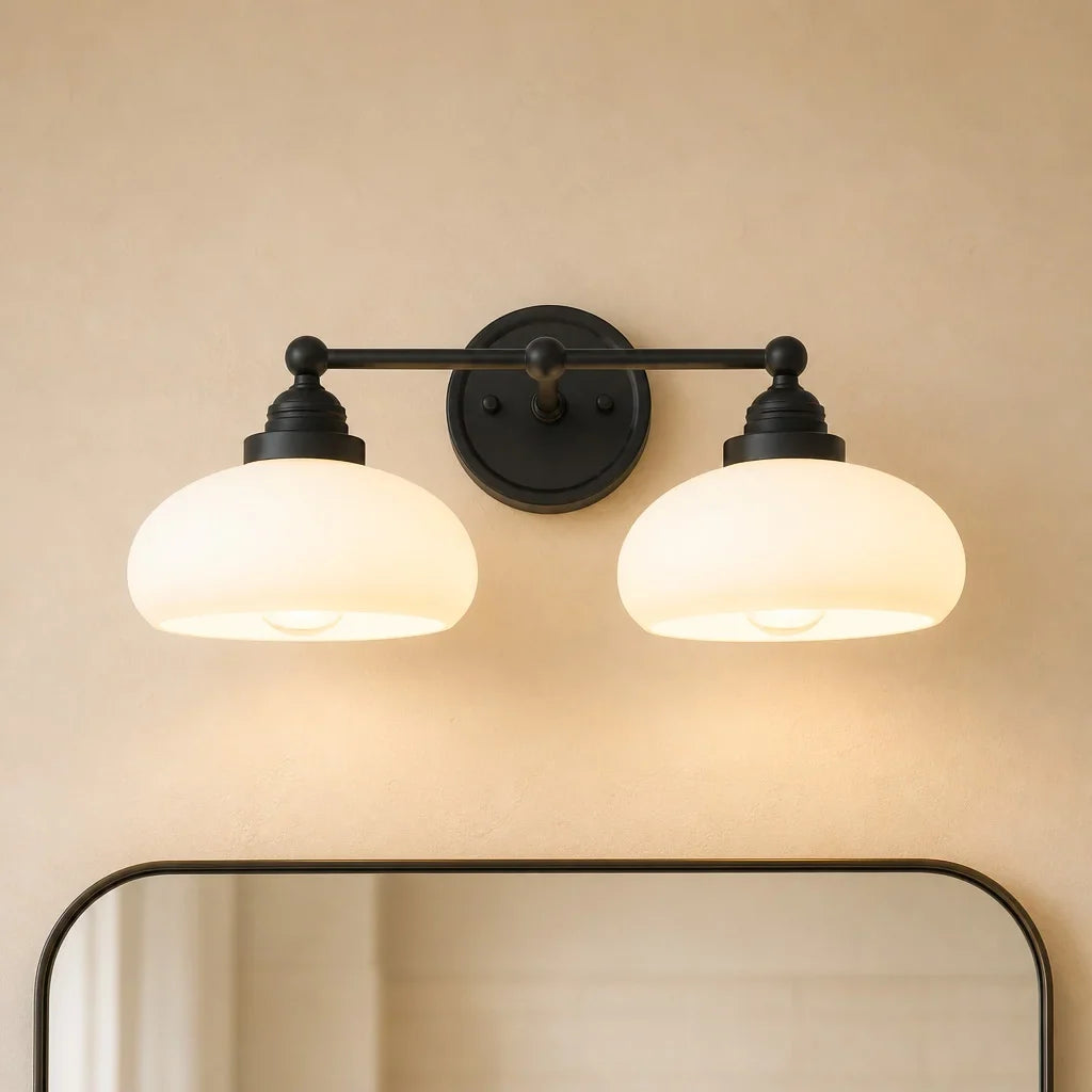 Aplique de pared vintage Ferrola – negro, 2 luces