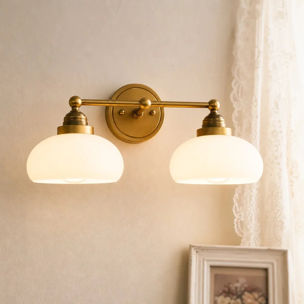 Aplique de pared vintage Ferrola – latón, 2 luces
