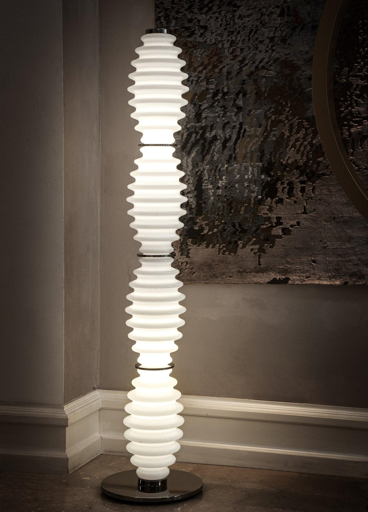 Tulara - Lámpara de Pie LED Columna de Cristal Blanco Moderna Cromada