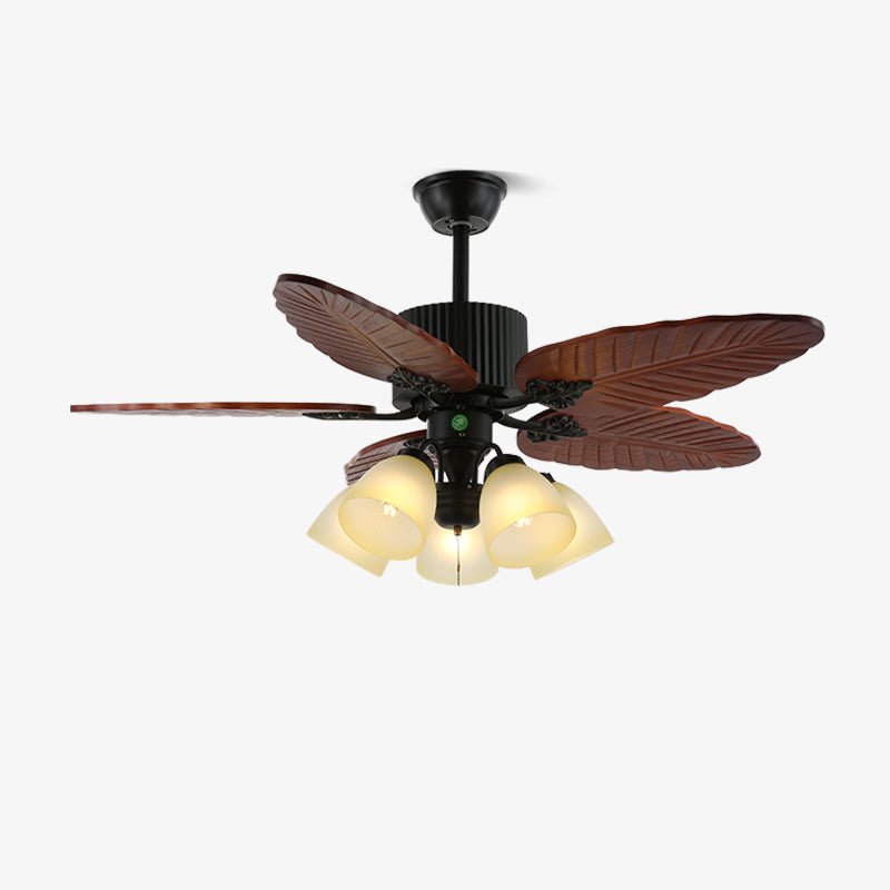 Ventilador de techo con luz Palmeral en un salón de estilo tropical – imagen 18
