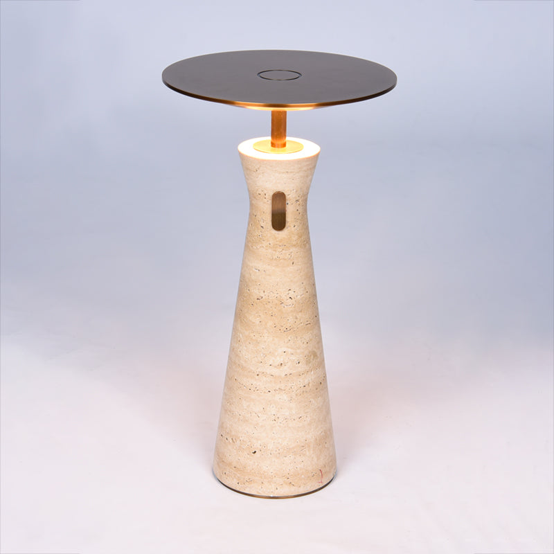 Travela - Lámpara de Mesa Inalámbrica LED Regulable de Travertino Natural