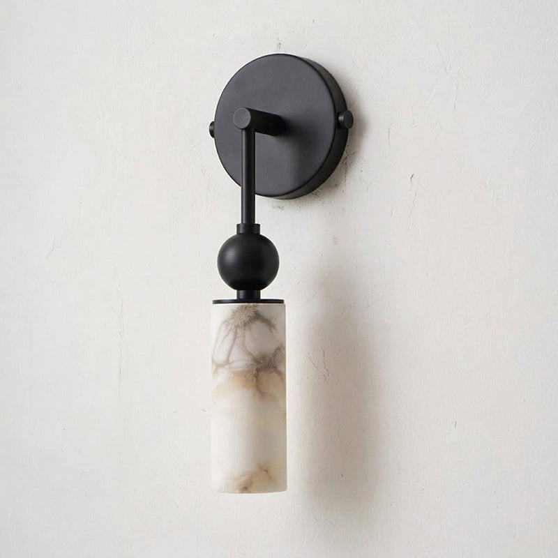 Aplique de pared de alabastro Halbara – 1 luz, negro
