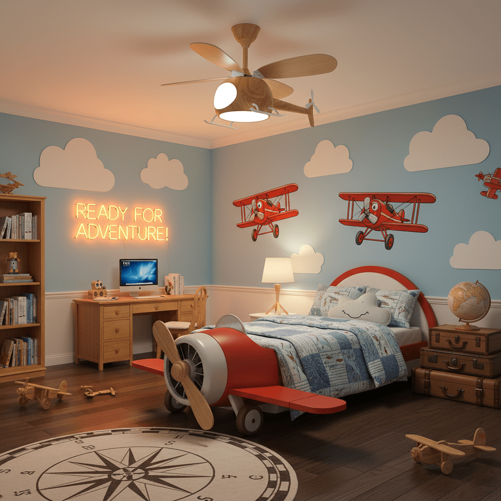 Ventilador de techo infantil con luz Vuelito en una habitación infantil – imagen 3