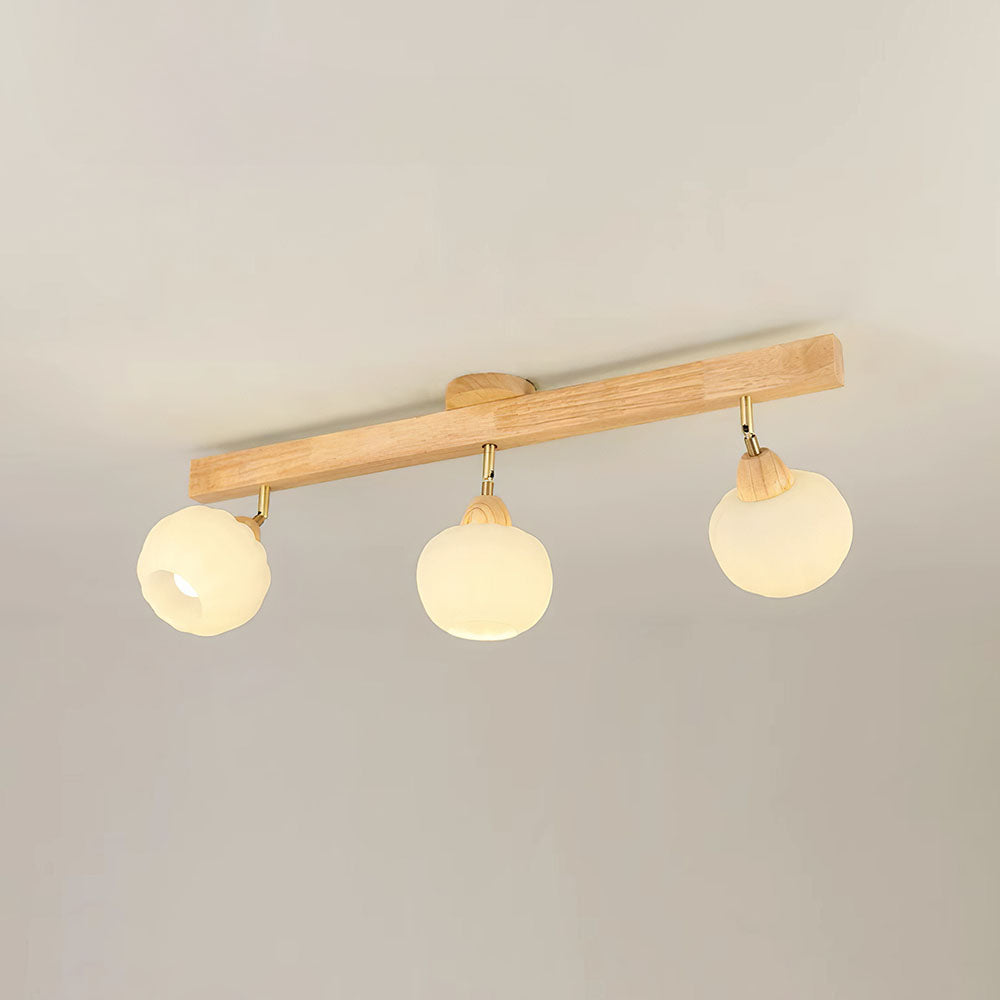 Iluminación de Techo de Madera Crema para Sala de Estar – Lámpara de Carril Moderna 10