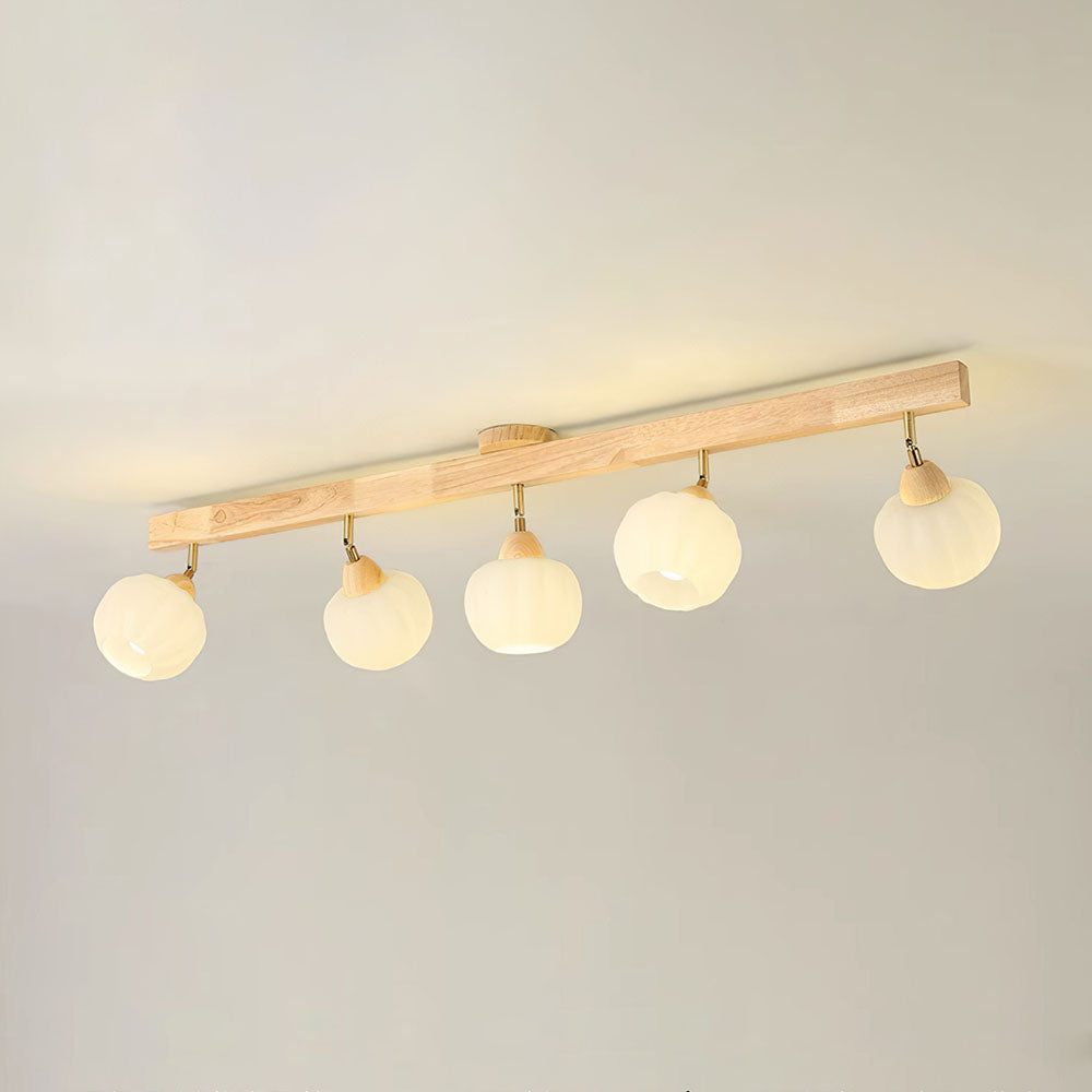 Iluminación de Techo de Madera Crema para Sala de Estar – Lámpara de Carril Moderna 11