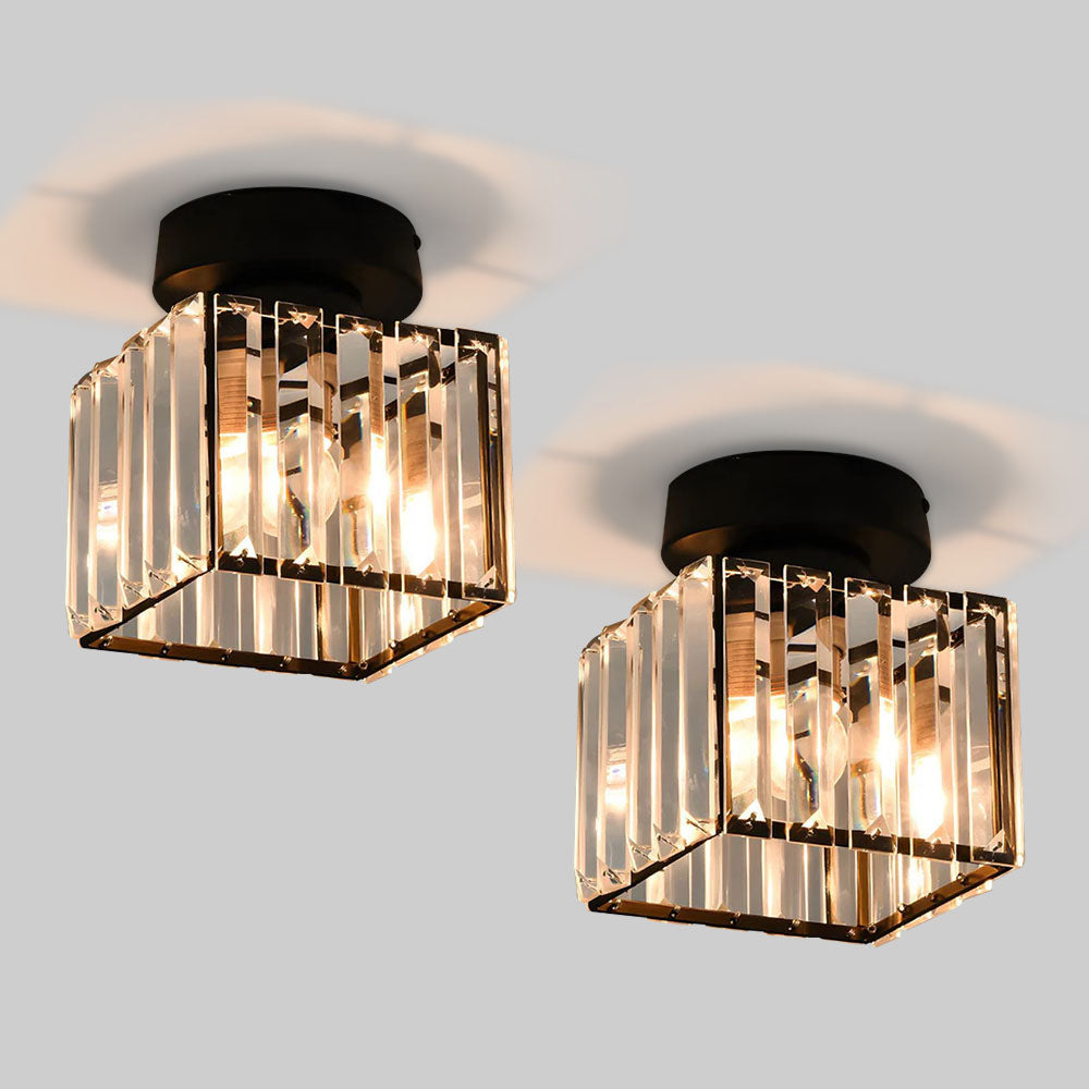 Juego de 2 Lámparas de Techo Semi-Flush de Cristal para Pasillo – Iluminación Moderna 1