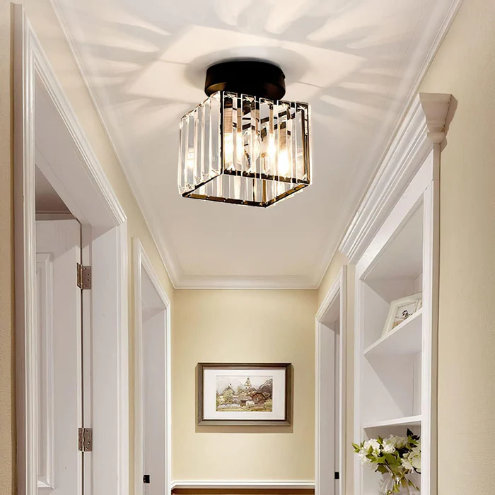 Juego de 2 Lámparas de Techo Semi-Flush de Cristal para Pasillo – Iluminación Moderna 6