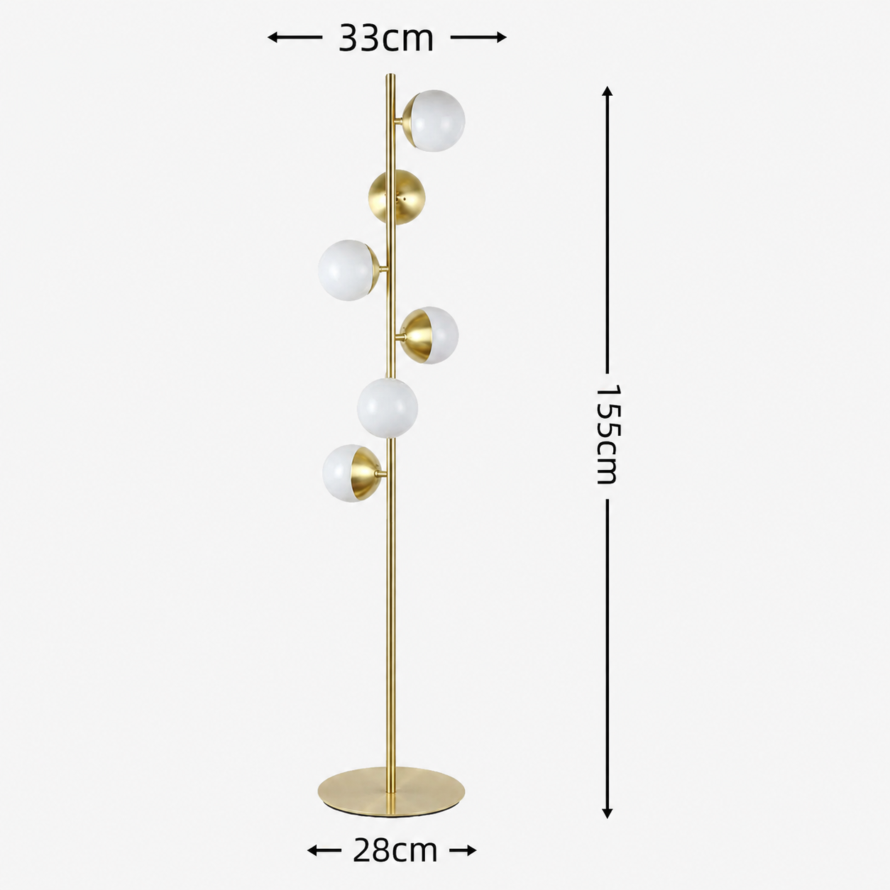Jurea - Lámpara de pie LED con Pantallas de Cristal y Base Dorada