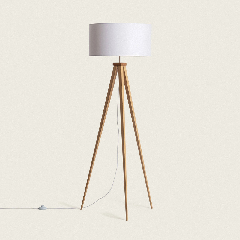 Lámpara de pie trípode de madera Talvia – vista principal