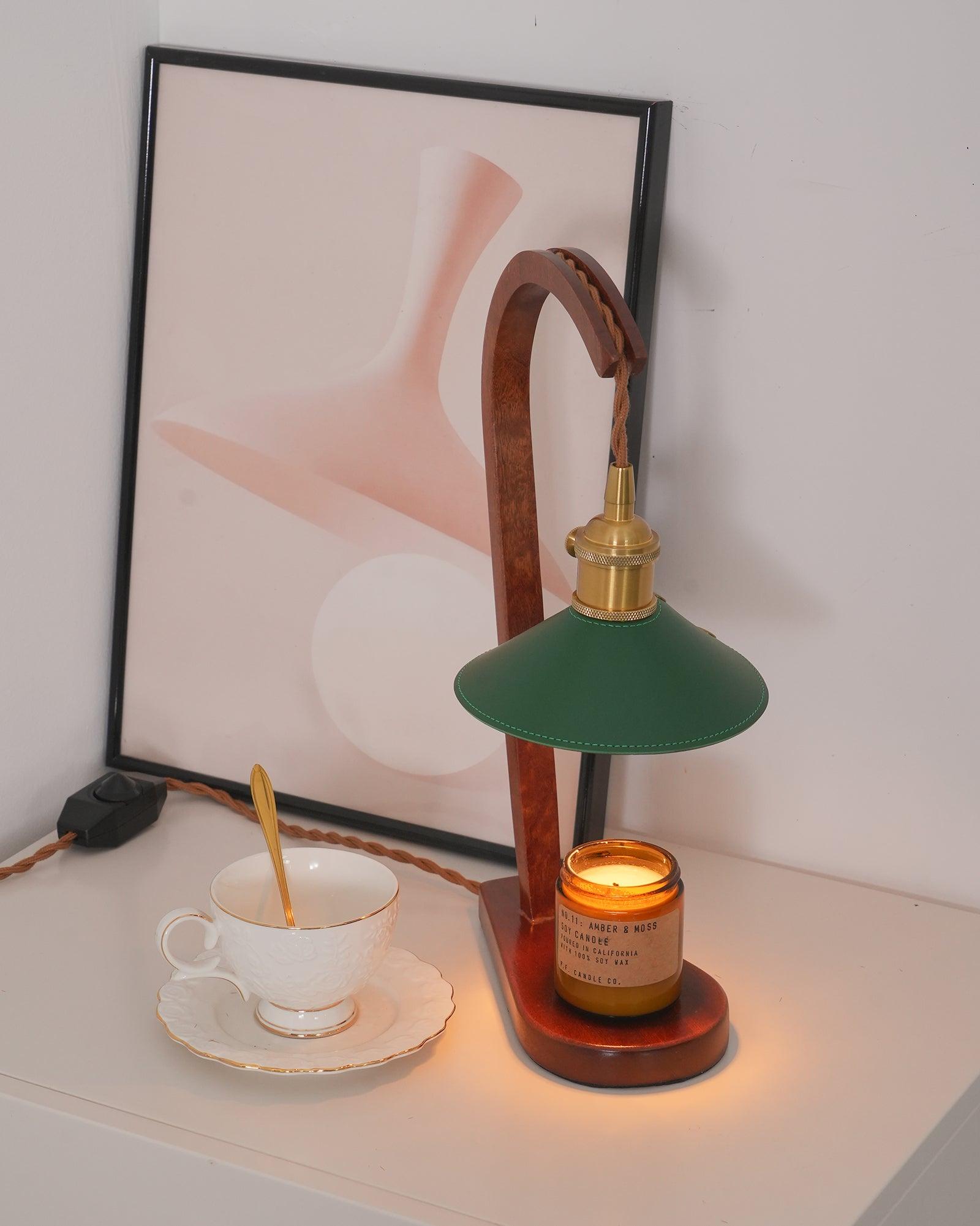 Lámpara Calentadora de Velas con Diseño Elegante y Base de Madera Sólida – Ideal para Difusión de Aroma Interior 7