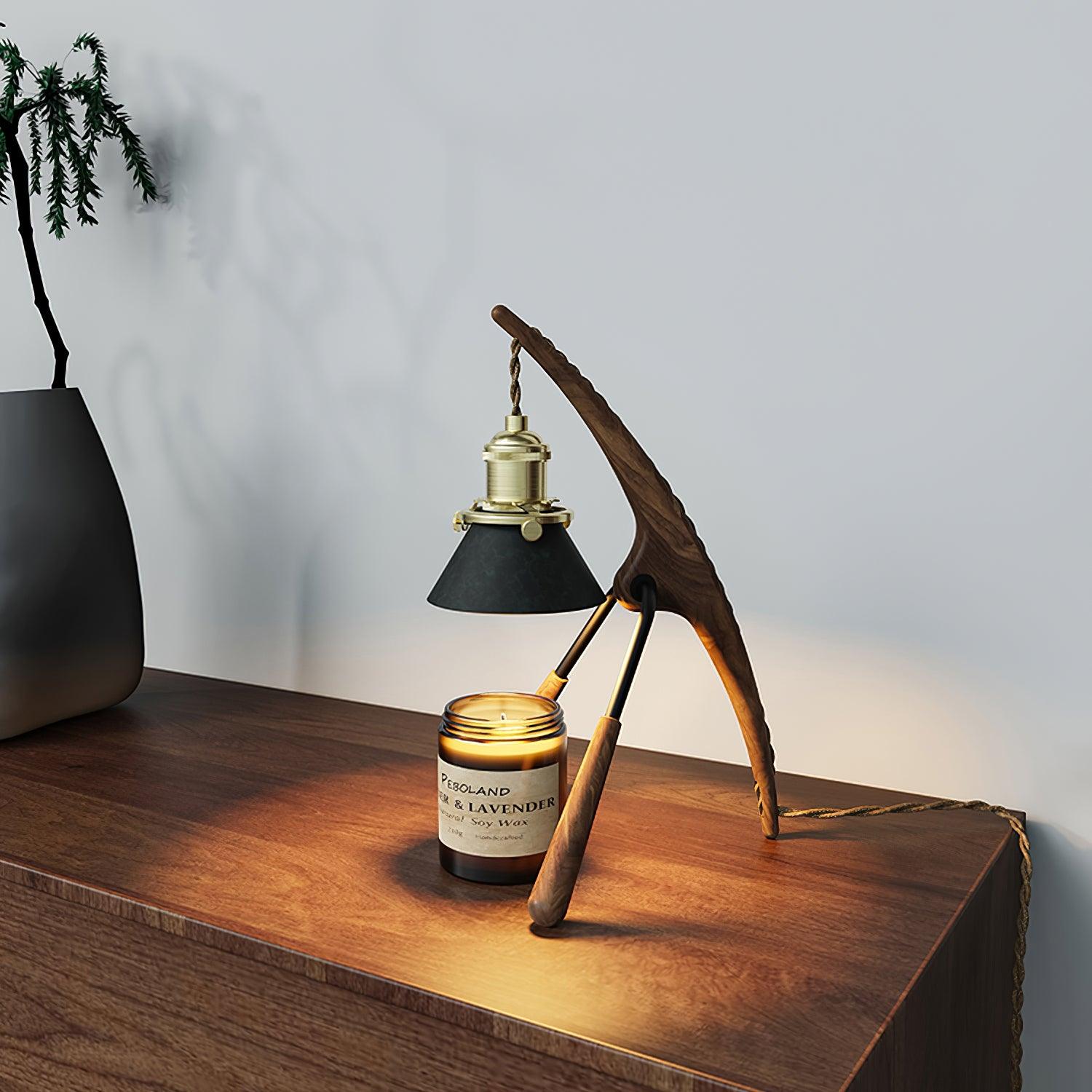 Lámpara Calentadora de Velas de Madera de Nogal con Aromaterapia – Diseño Retro y Elegante 2
