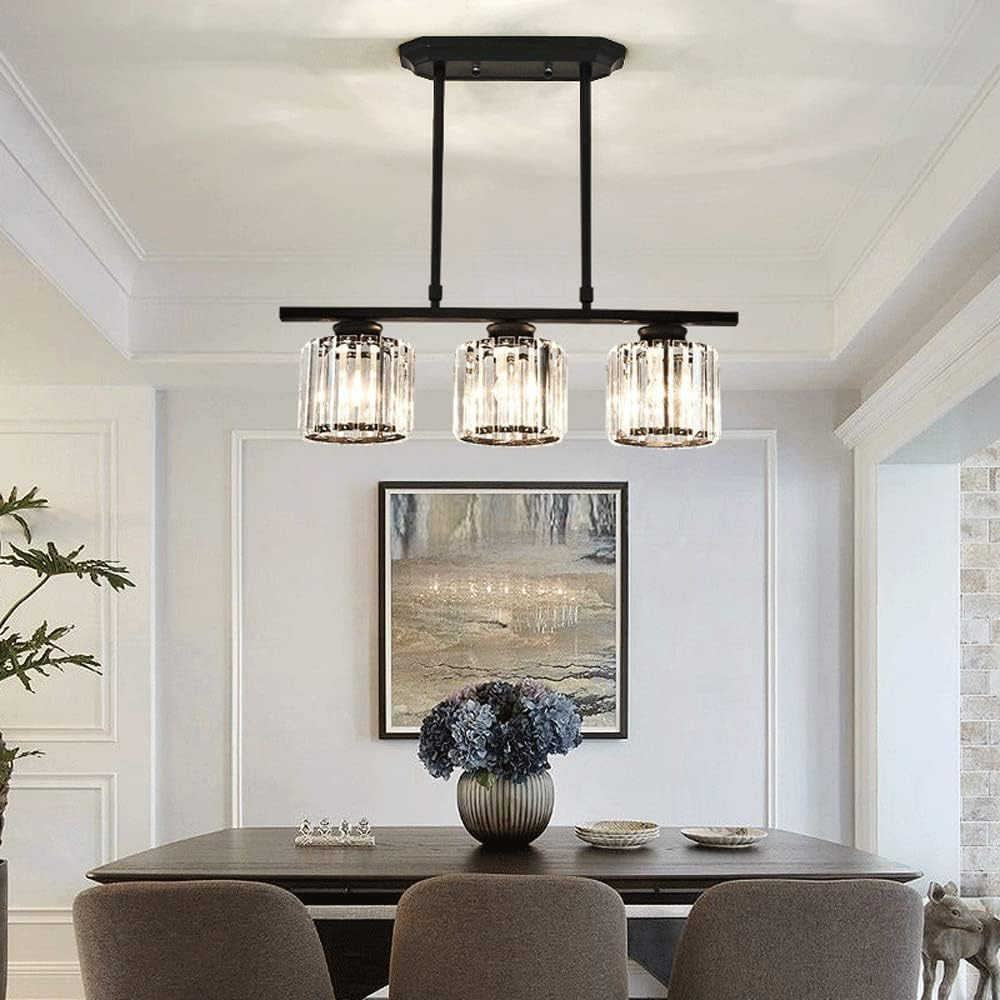 Lámpara Colgante Cocina Estilo Art Deco de Vidrio y Hierro, Altura Ajustable para Isla de Cocina, Elegante y Funcional 8