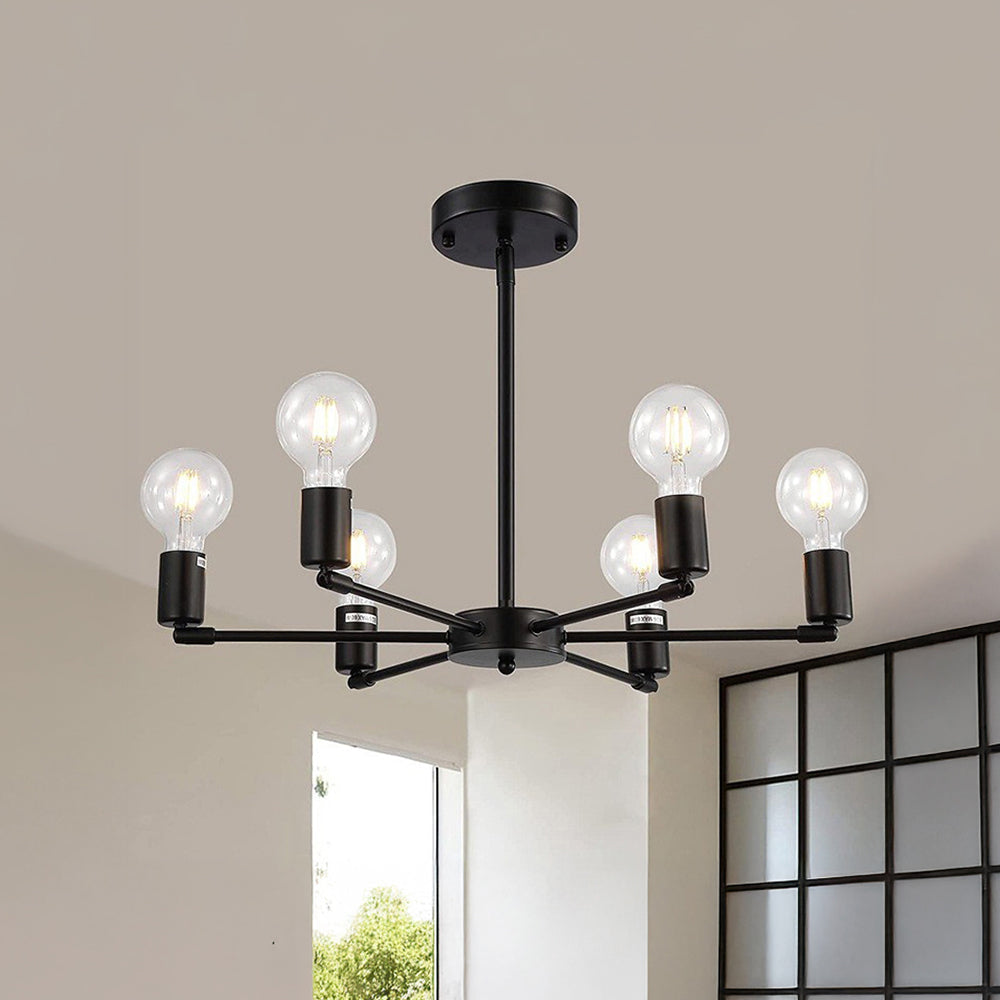 Lámpara Colgante Industrial Moderna de Hierro con 6 Luces – Diseño Minimalista para Comedor y Sala 0