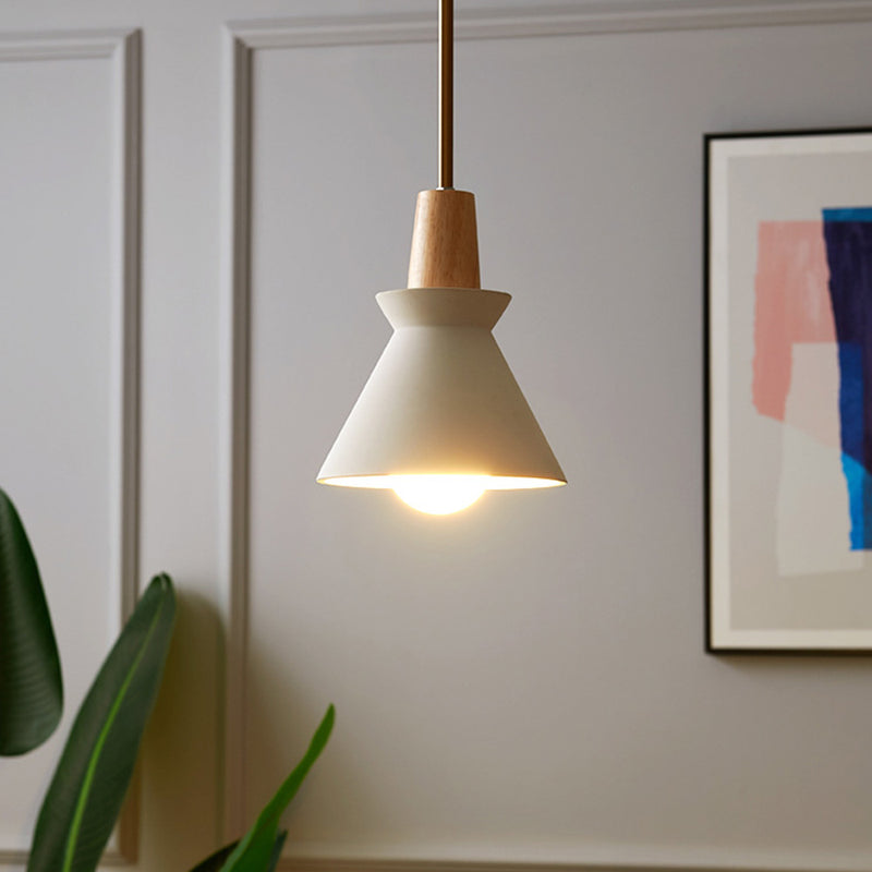 Lámpara Colgante Moderna de Concreto Blanco con Diseño Geométrico y Altura Ajustable 0